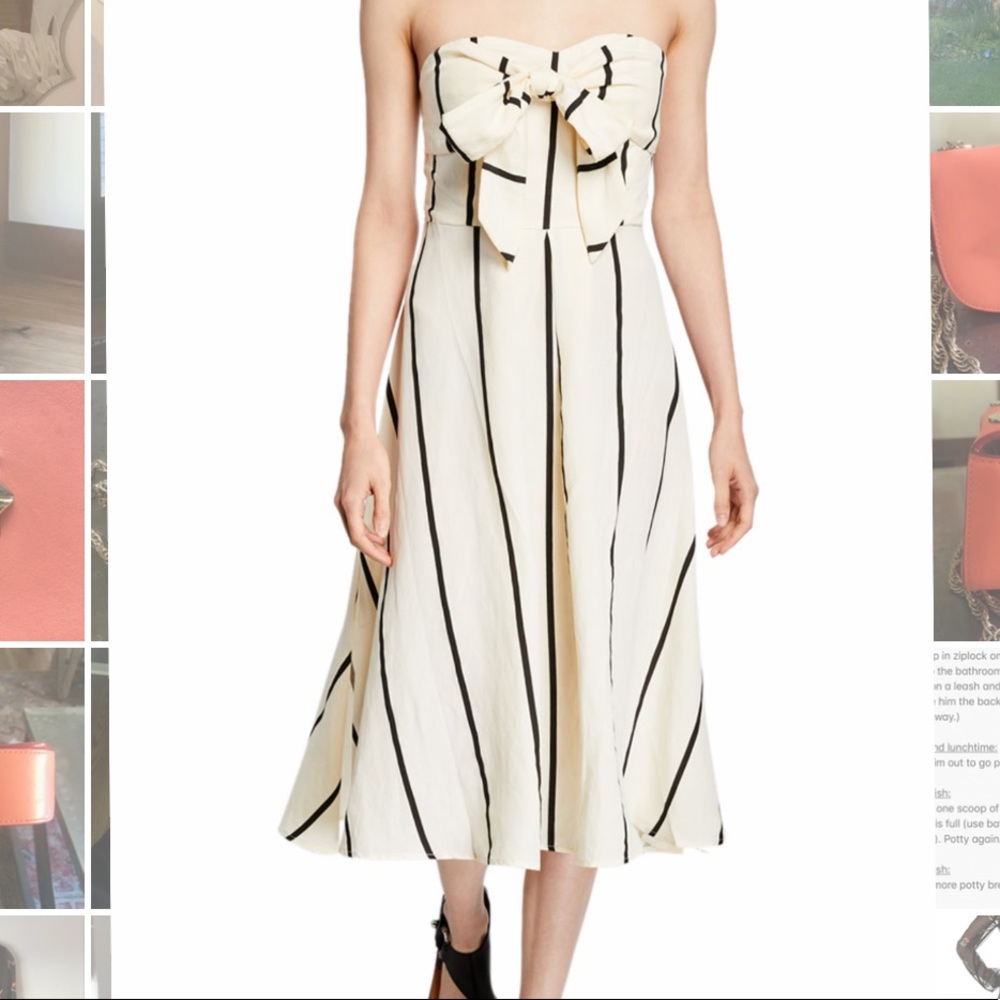 Sancia Marlowe Linen-Blend Striped Strapless Dress